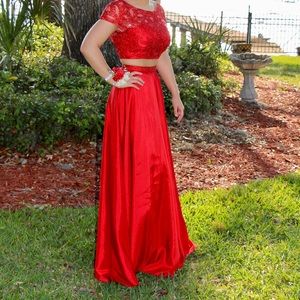 RED Sherri Hill Two-Piece Prom Dress 51185